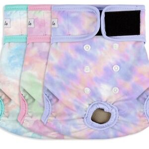 3 Pack Female Dog Diapers Washable Reusable New Born 11.5" Waist Size SMALL
